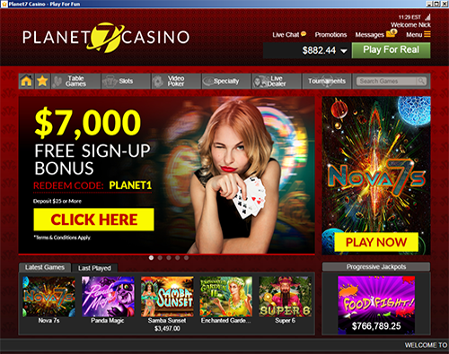 Planet7 Casino Lobby