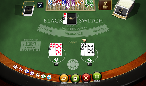Blackjack Switch place bets and analyze cards