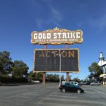 Highway sign for Gold Strike in Primm, Nevada