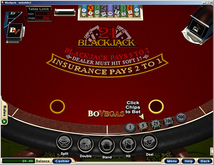 BoVegas online blackjack