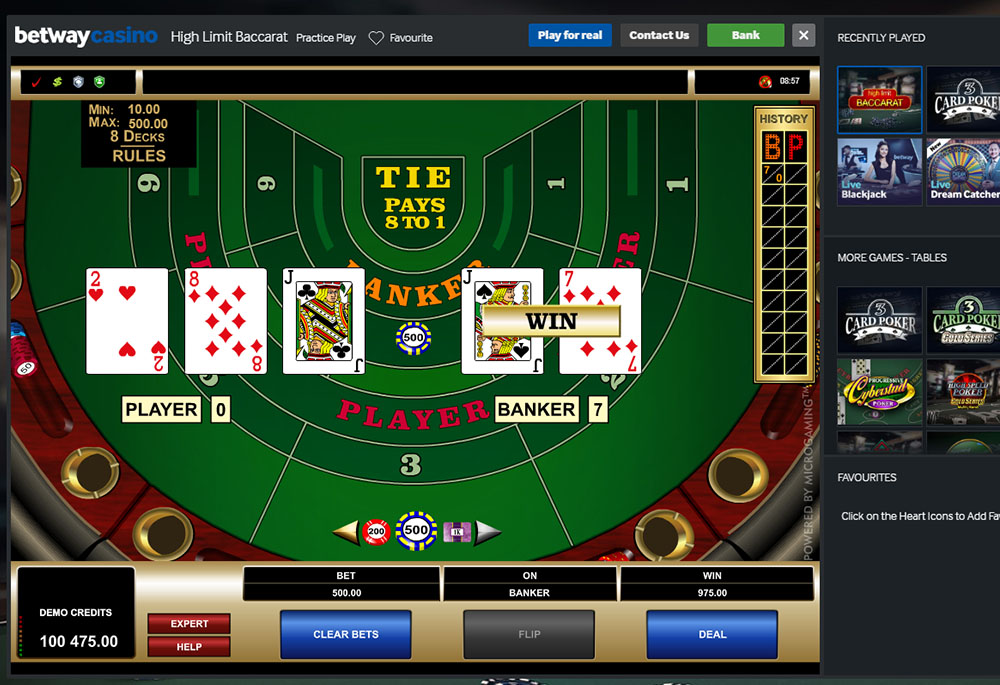 Betway High Limit Baccarat