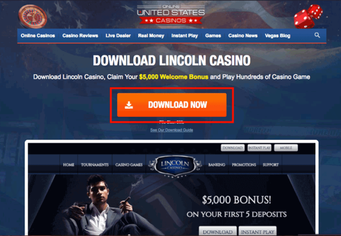 Lincoln Casino Download Button