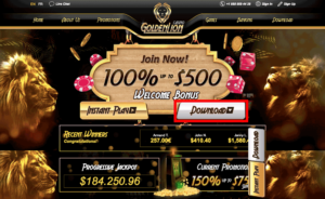 Golden Lion Casino Bonus Screenshot