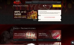 Lucky Red Casino Bonuses and Promotions Screenshot