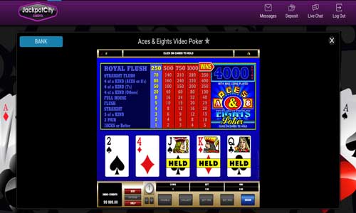Video poker game at Jackpot City