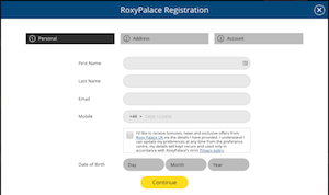 Roxy Palace Registration Page