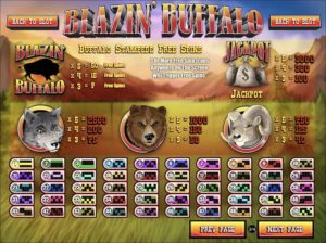 Blazin Buffalo Free Spin Paytable