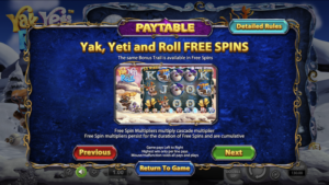 Yak Yeti and Roll Free Spins