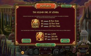 Golden Owl of Athena Paytable