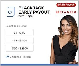 Bovada Live Dealer Online Casino Blackjack Early Payout
