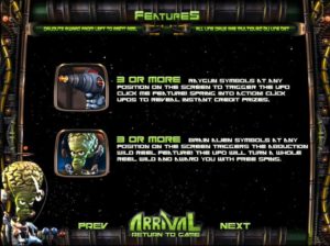 Arrival Slot Game Special Features