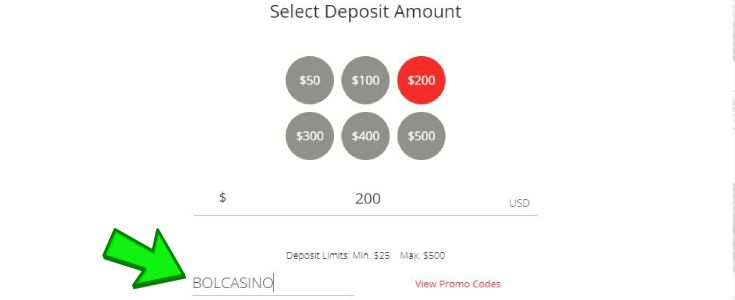 Deposit and Enter Bonus Code