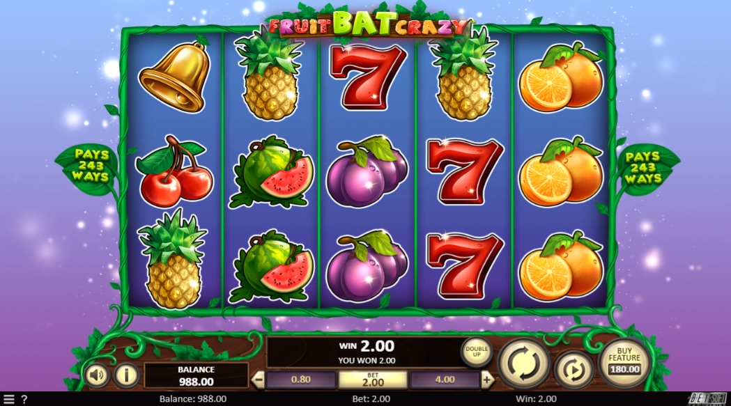Fruitbat Crazy Online Slot Game Board