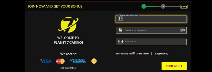 Sign up at Planet 7 Casino