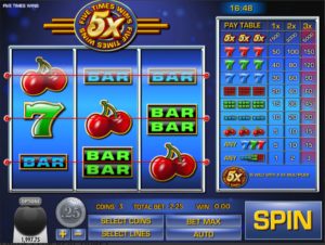Five Times Wins Online Slot Game Board
