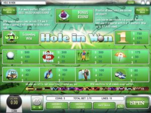 Hole in Won Slot Game Paytable