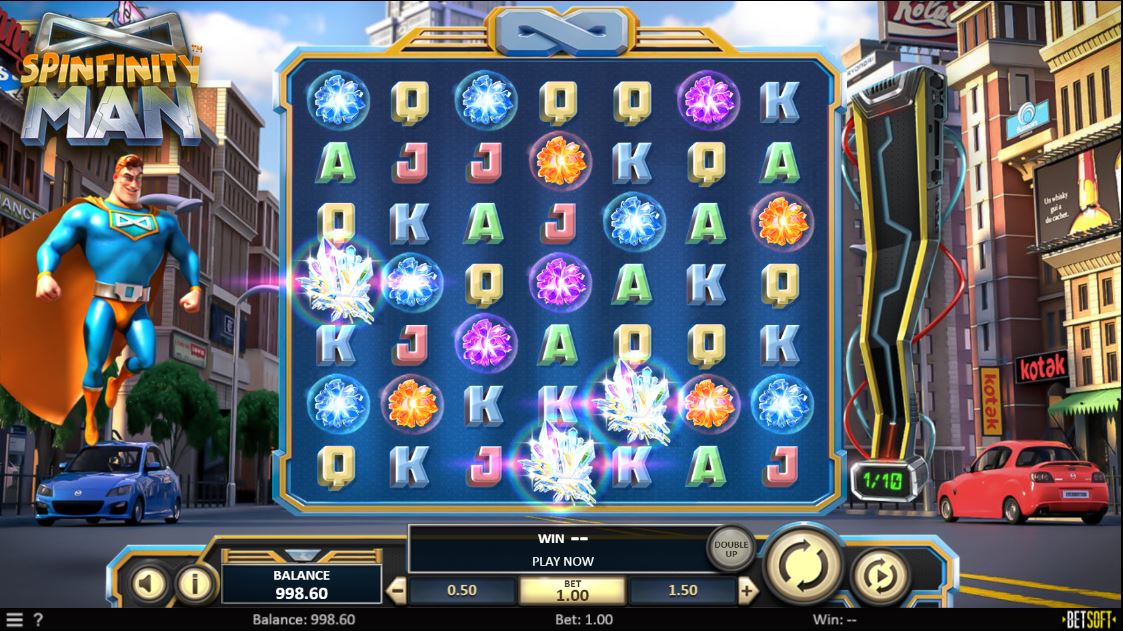 Spinfinity Man Online Slot Game Board
