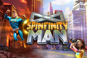 Spinfinity Man Action Themed Slot Logo
