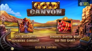 Gold Canyon Slots Start Screen