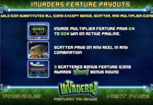 Invaders Slots Feature Payouts