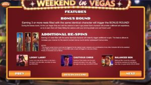 Weekend in Vegas Slot Bonus Round and Respins
