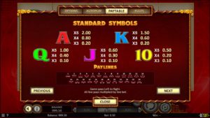 Caishens Arrival Online Slot Pay Table