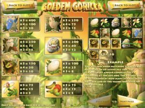 Golden Gorilla Slot Payouts