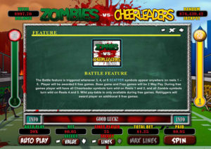 Zombies vs Cheerleaders Online Slot Battle Feature