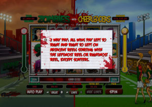 Zombies vs Cheerleaders Online Slot Intro Screen 2 Way Pay