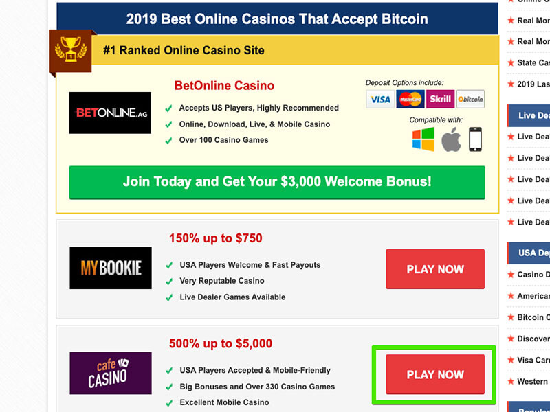 Making A Bitcoin Deposit Select A Casino