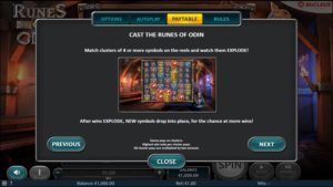 Runes of Odin Online Slot Paytable