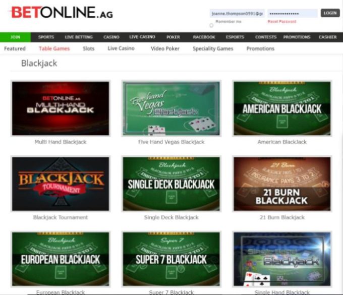 BetOnline Real Money Online Blackjack