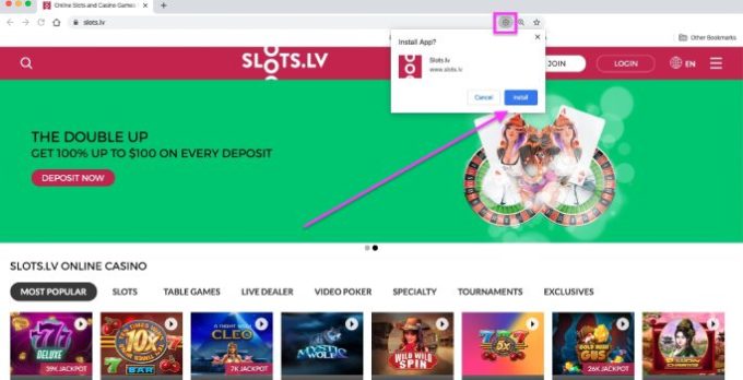 Download Slots.lv Desktop App Step 1