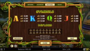 Back to Venus Online Slot Paytable