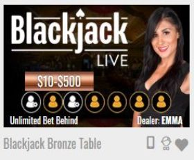 MyBookie Unlimited Bet Behind Live Blackjack
