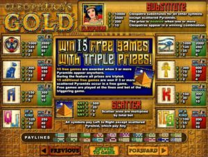 Cleopatras Gold Online Slot Paytable