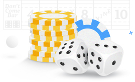 Craps Dice With Poker Chips and Point Lines