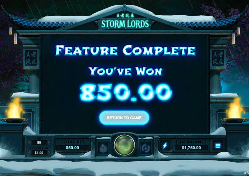 Storm Lords Online Slot Feature Big Win Screenshot