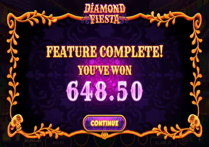 Diamond Fiesta Online Slot Game Feature Win Screenshot