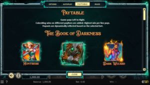 Book of Darkness Online Slot Symbols