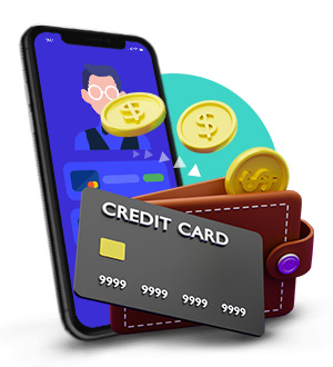 Casino Deposits Intro Icon with Phone Wallet and Credit Card