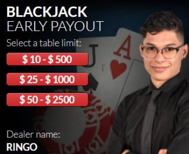 Las Atlantis Live Dealer blackjack early payout