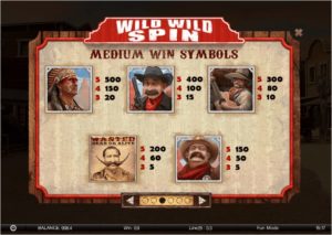Wild Wild Spin Online Slot Symbols
