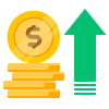 Up Arrow and Coins Icon