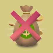 Bag of Money Crossed Out on Yellow Background Icon
