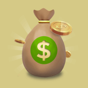 Blackjack Bankroll Bag of Money on Yellow Background Icon