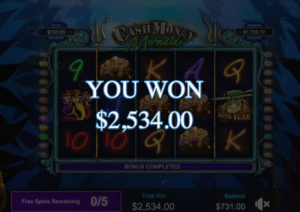 Cash Money Mermaids Online Slot Big Win Screenshot