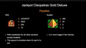 Jackpot Cleopatra's Gold Deluxe online slot paytable