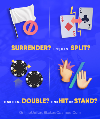 blackjack rules chart - player options