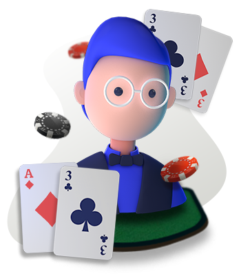 Gambling Character with Cards and Chips Icon